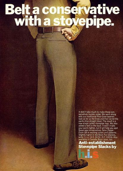 H.I.S 1970s Stovepipe Slacks Advert